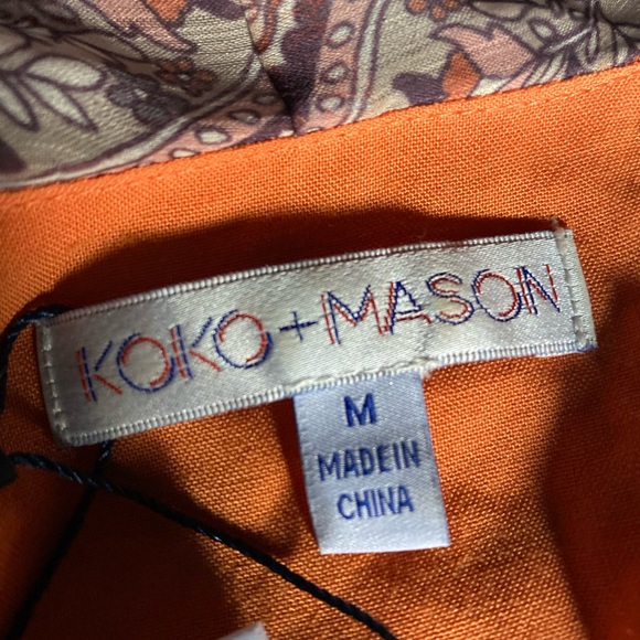 Y2K KOKO & MASON RUST DEEP V NECK AND RUFFLE BLOUSE M NWOT - Picture 5 of 8